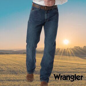 Men's Relaxed Boot Wrangler Authentics Dark Wash Denim Jeanes Size 38/30